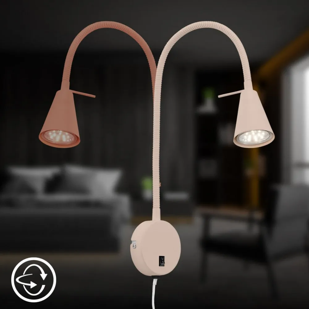 Briloner LED-væglampe Tusa, beige, metal, 45 cm, fleksibel arm, GU10