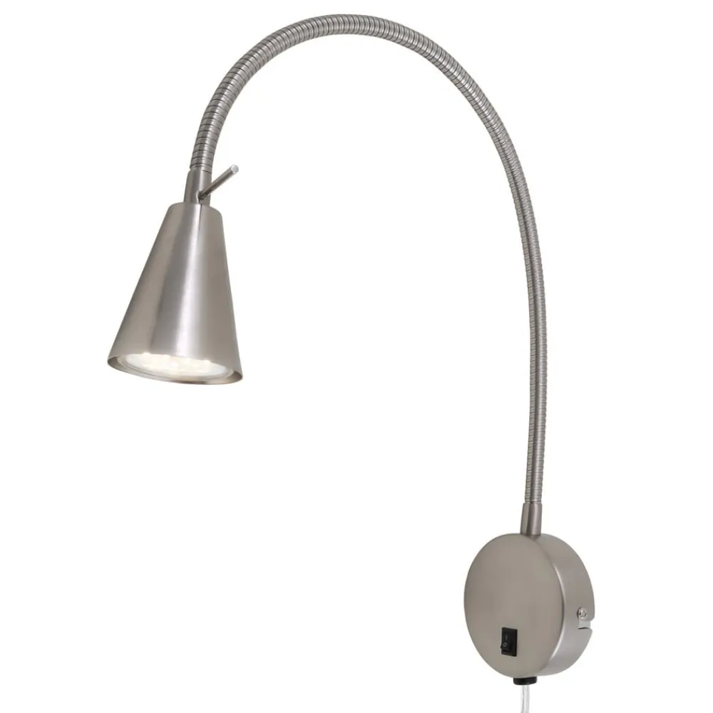 Briloner LED-væglampe Tusa, nikkel, metal, 45 cm, fleksibel arm