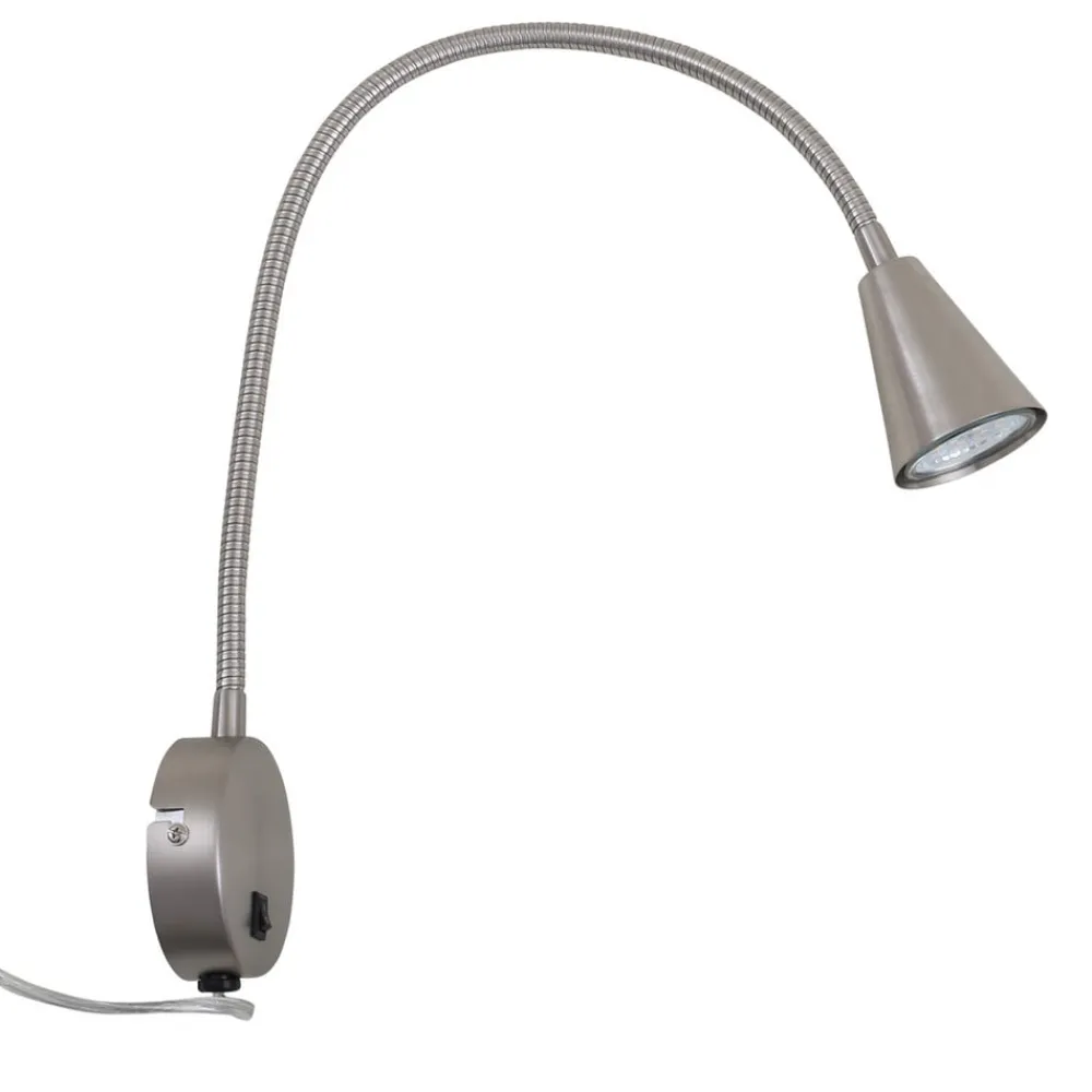 Briloner LED-væglampe Tusa, nikkel, metal, 45 cm, fleksibel arm