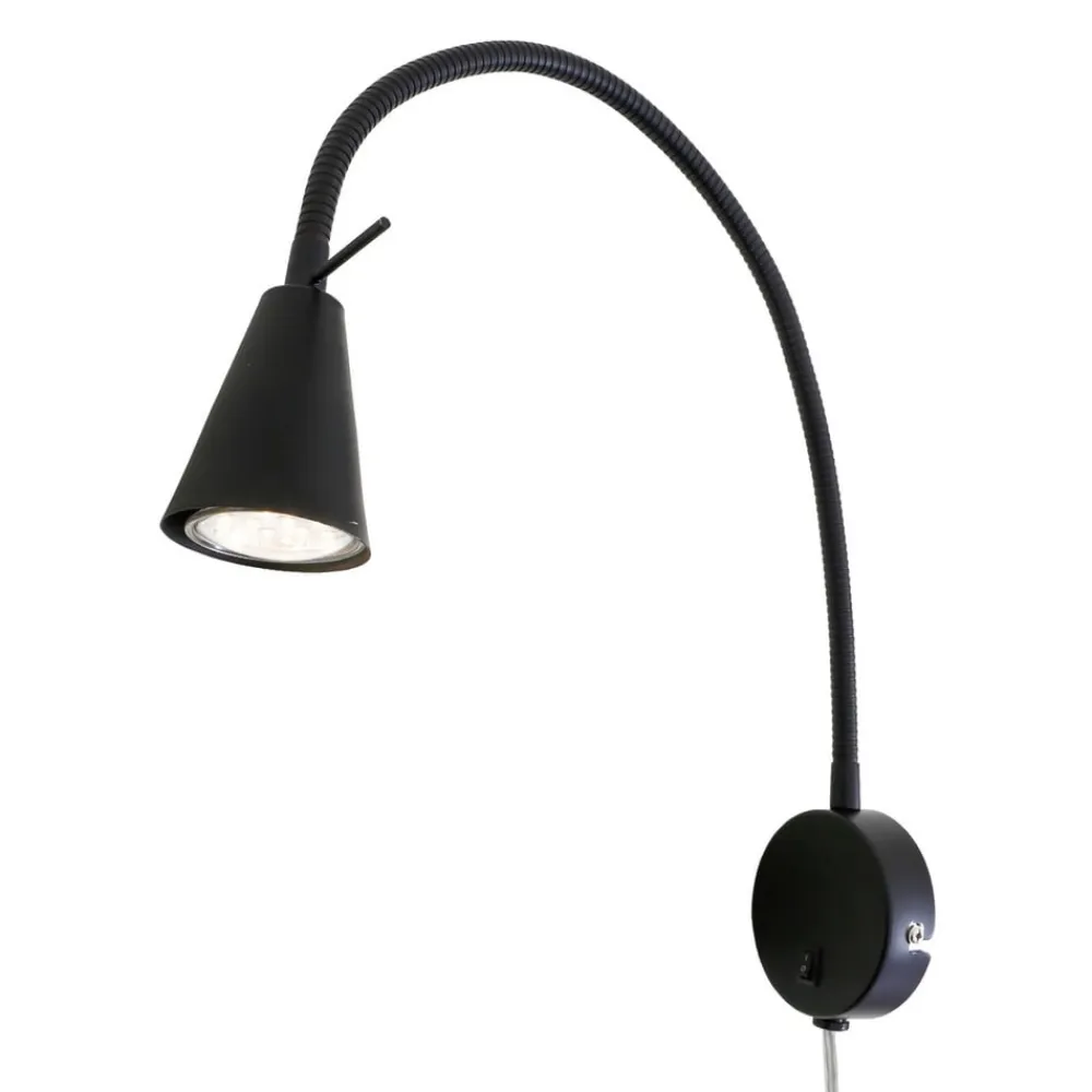 Briloner LED-væglampe Tusa, sort, metal, 45 cm, fleksibel arm