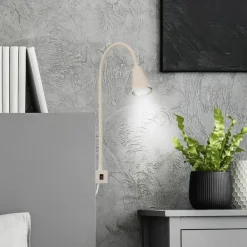 LED-væglampe Tuso, beige, sengemontering, metal, fleksibel arm^Briloner Discount