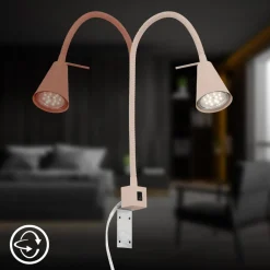 LED-væglampe Tuso, beige, sengemontering, metal, fleksibel arm^Briloner Discount