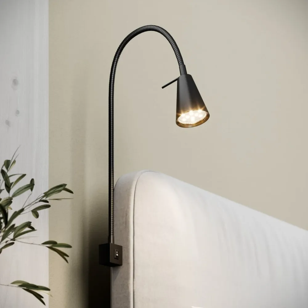 LED-væglampe Tuso, sort, sengemontering, metal^Briloner Clearance
