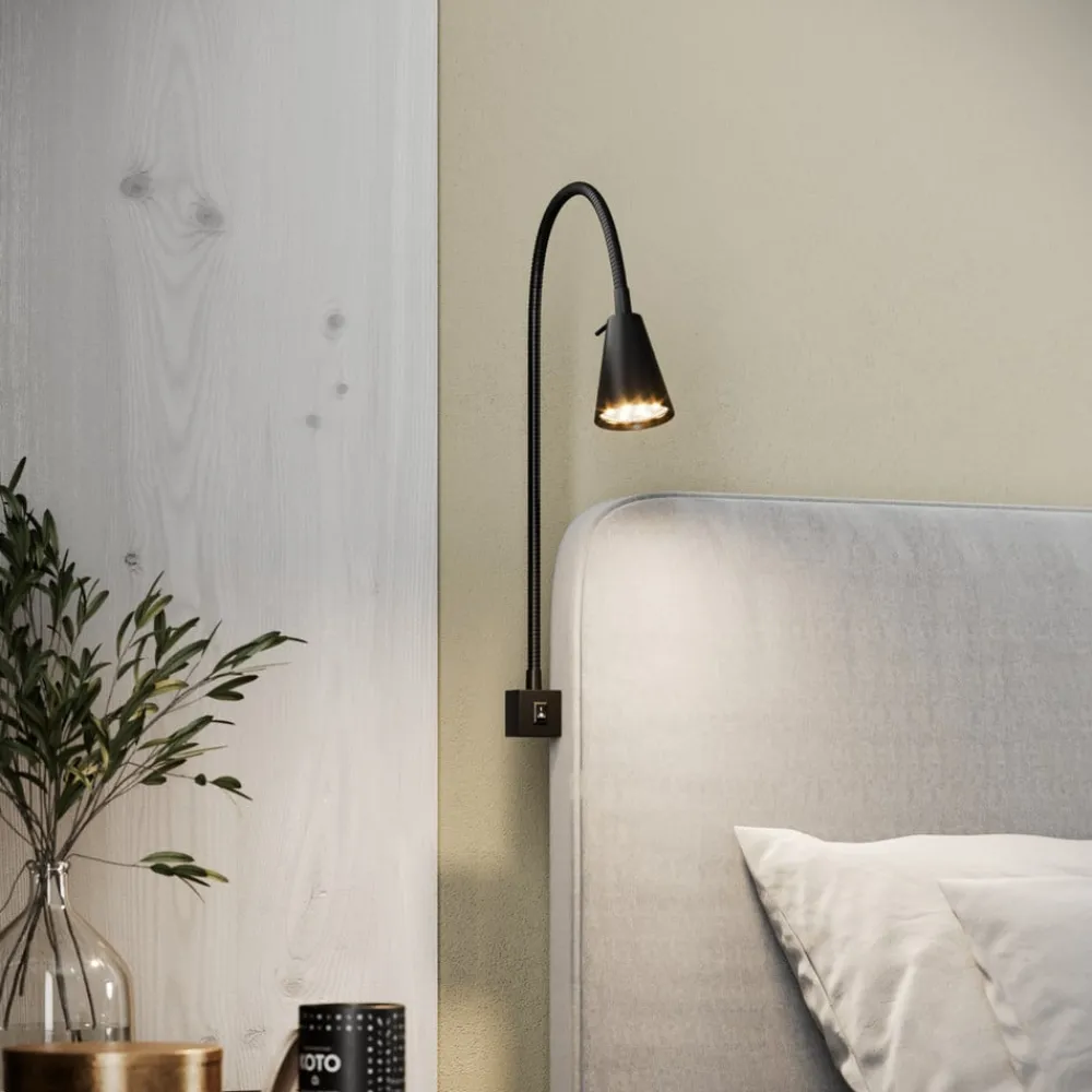 LED-væglampe Tuso, sort, sengemontering, metal^Briloner Clearance