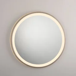 Paul Neuhaus LED-vægspegel VIDRO, bronze, Ø 46 cm, powerbank, afbryder