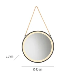 LED-vægspegel VIDRO, sort, Ø 40 cm, powerbank, hængende^Paul Neuhaus Clearance