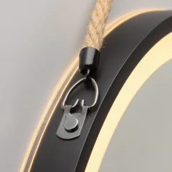 LED-vægspegel VIDRO, sort, Ø 40 cm, powerbank, hængende^Paul Neuhaus Clearance