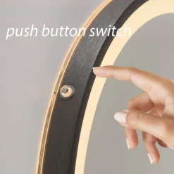 Paul Neuhaus LED-vægspejl VIDRO, grå, Ø 46 cm, powerbank, afbryder