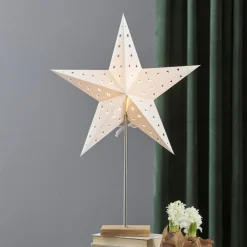 Leo stjernestativ med stjernemønster, hvid/eg^STAR TRADING Hot