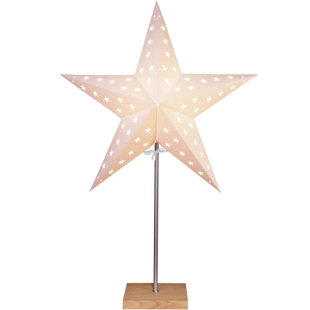 Leo stjernestativ med stjernemønster, hvid/eg^STAR TRADING Hot