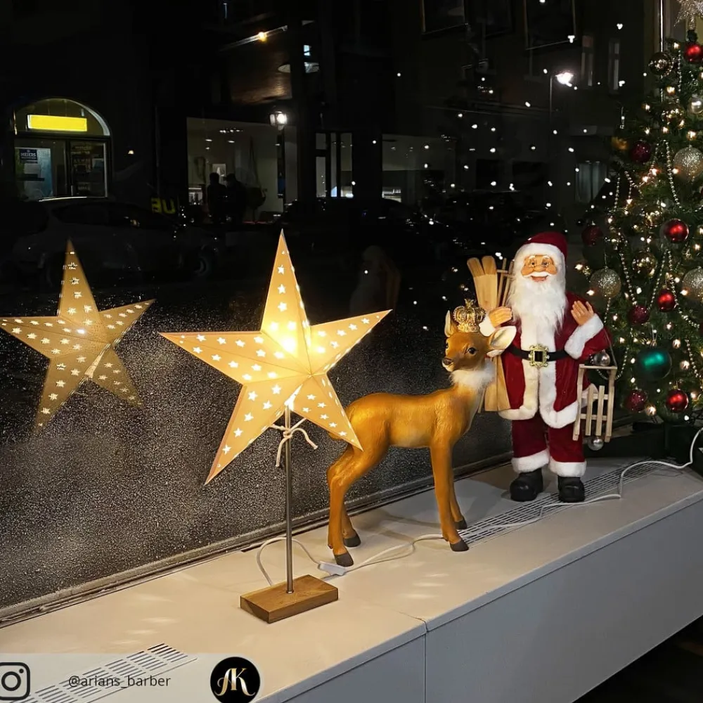 Leo stjernestativ med stjernemønster, hvid/eg^STAR TRADING Hot