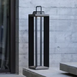 LED-solcellelanterne Teckalu, grå/sort, 60 cm^Les Jardins Online