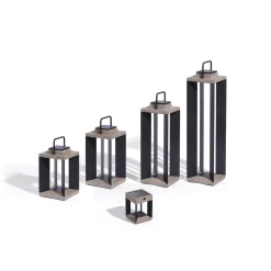 LED-solcellelanterne Teckalu, grå/sort, 60 cm^Les Jardins Online