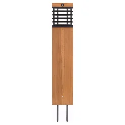 LED-solcellelampe Tekura, teak/grå, 75 cm^Les Jardins