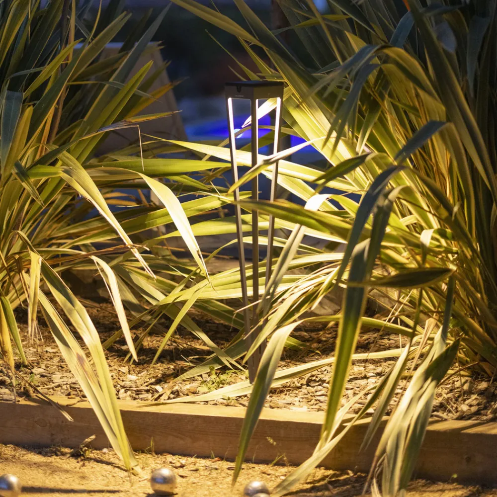 Les Jardins Solcellelamper|Udendørs Spot>LED-solcellelampe Tinka, grå, 90 cm, jordspyd