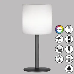 FH Lighting Lesina LED-solar-bordlampe, sandsort/hvid