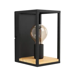 EGLO Væglamper>Libertad væglampe, bredde 14 cm, sort/træ, stål