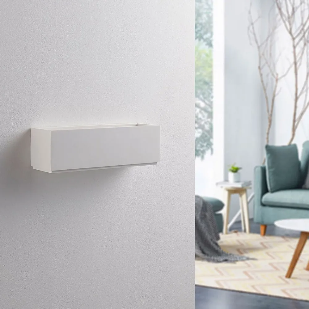 Lindby Lidby væglampe Benno, 29 cm, gips, hvid, kantet, G9