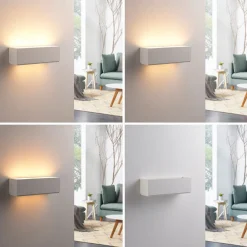 Lindby Lidby væglampe Benno, 29 cm, gips, hvid, kantet, G9