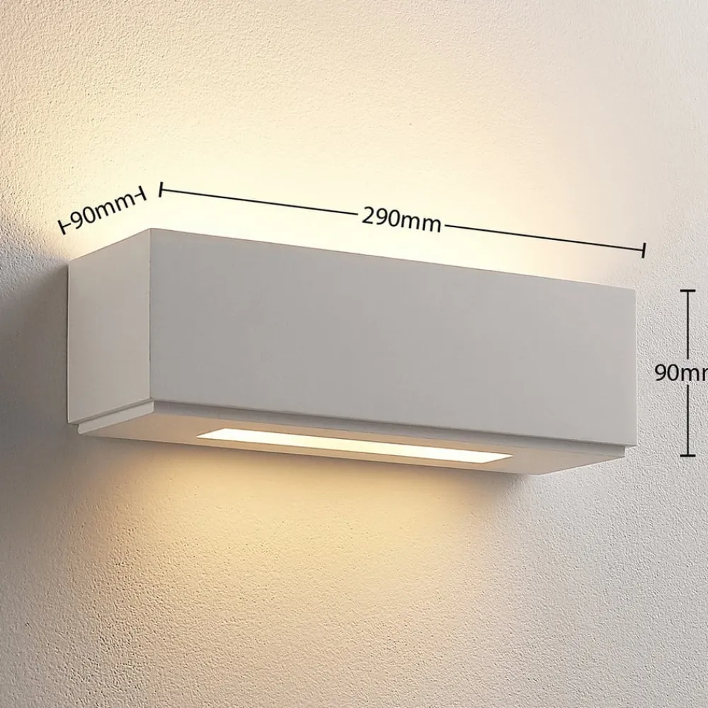 Lindby Lidby væglampe Benno, 29 cm, gips, hvid, kantet, G9
