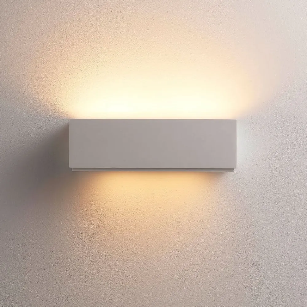 Lindby Lidby væglampe Benno, 29 cm, gips, hvid, kantet, G9