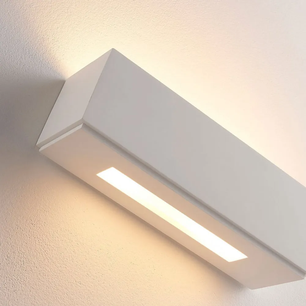 Lindby Lidby væglampe Benno, 29 cm, gips, hvid, kantet, G9