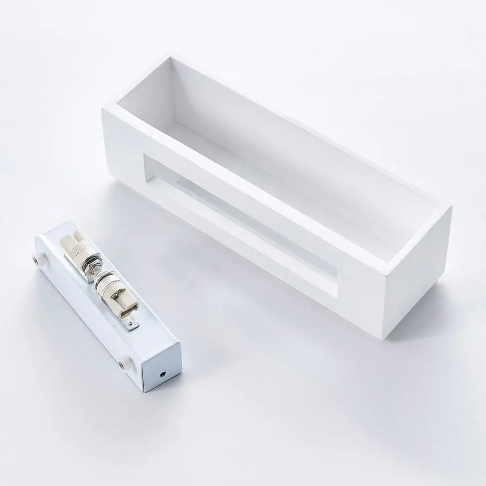 Lindby Lidby væglampe Benno, 29 cm, gips, hvid, kantet, G9