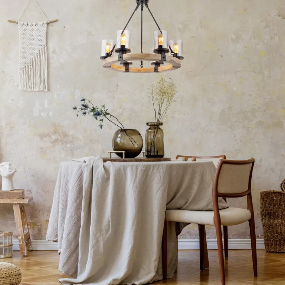 Globo Lila hængelampe med træring, rund, 6 lyskilder