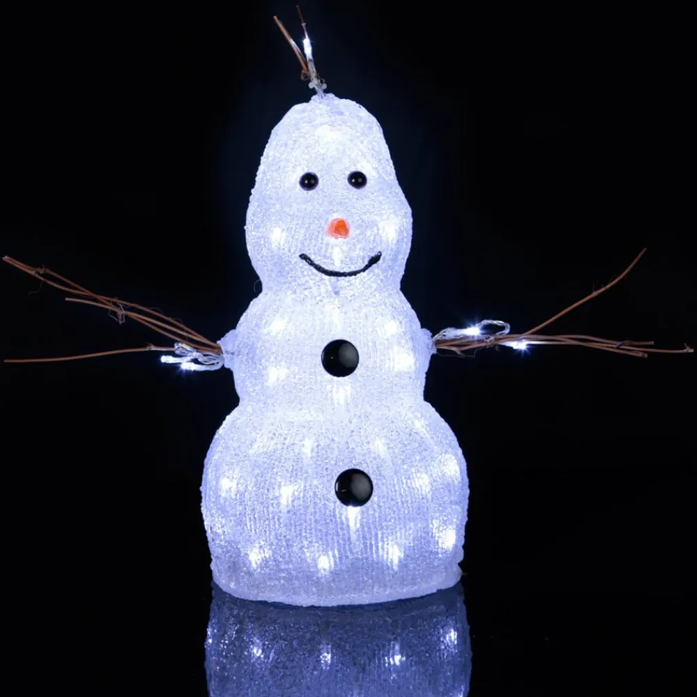 STAR TRADING Lille LED-figur Crystal Snowman til udendørs brug