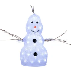 STAR TRADING Lille LED-figur Crystal Snowman til udendørs brug