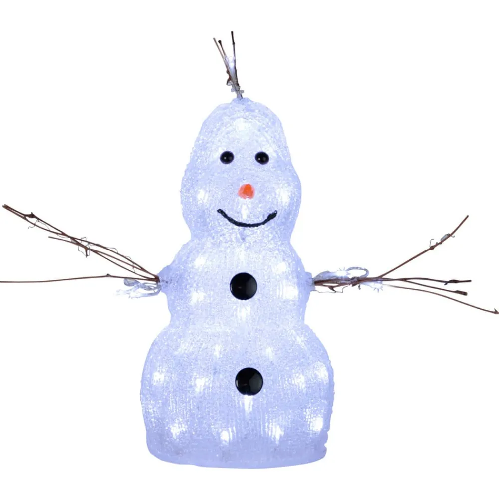 STAR TRADING Lille LED-figur Crystal Snowman til udendørs brug