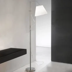 Lilly tekstil-gulvlampe, nikkel, højdejusterbar^ORION Discount