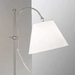 Lilly tekstil-gulvlampe, nikkel, højdejusterbar^ORION Discount
