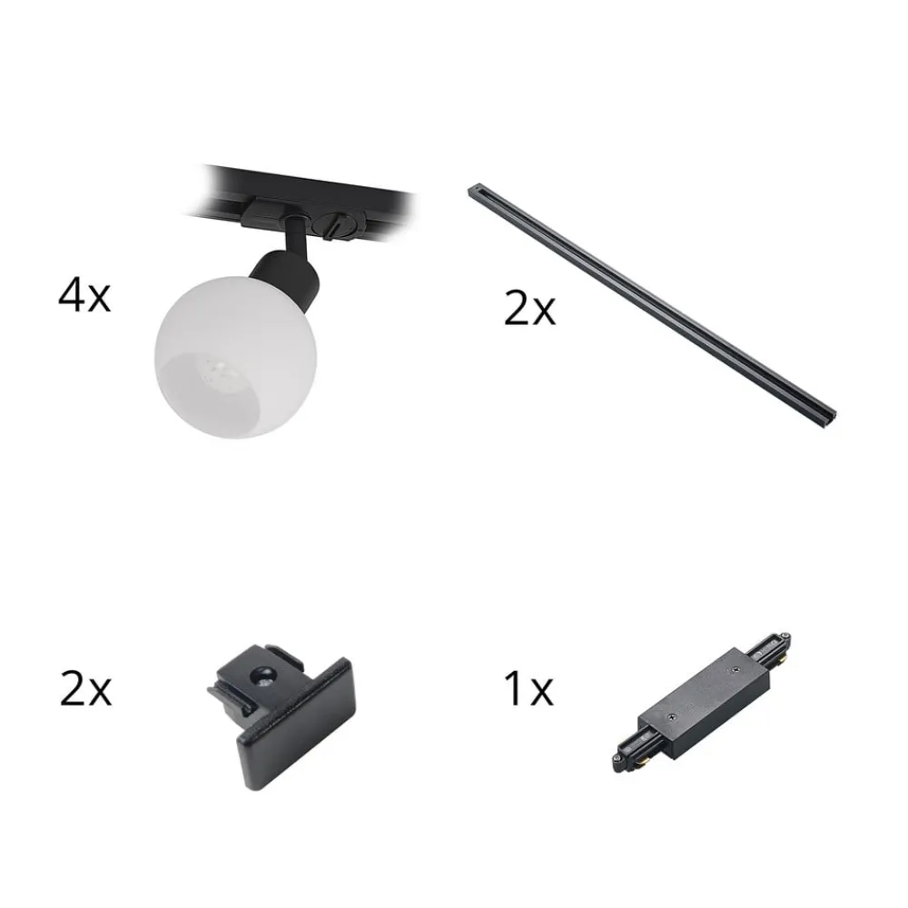 Lindby Skinnesystem>1 lyskilde skinnesystem Linaro, E14, 4 lyskilder, sort
