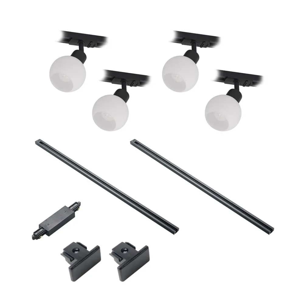 Lindby Skinnesystem>1 lyskilde skinnesystem Linaro, E14, 4 lyskilder, sort
