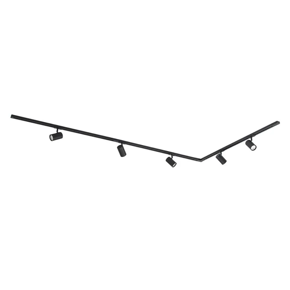 Lindby Skinnesystem>1 lyskilde skinnesystem Linaro, GU10, 5 lyskilder, sort