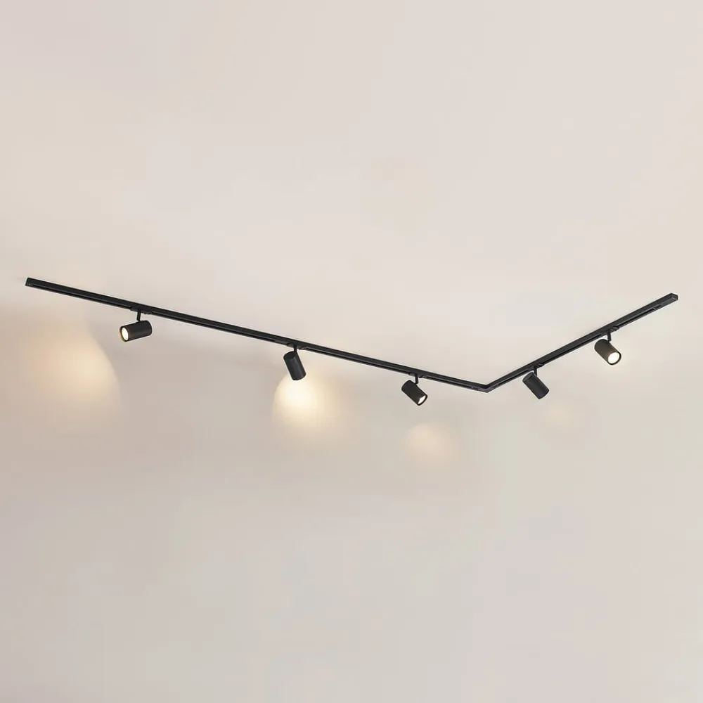 Lindby Skinnesystem>1 lyskilde skinnesystem Linaro, GU10, 5 lyskilder, sort