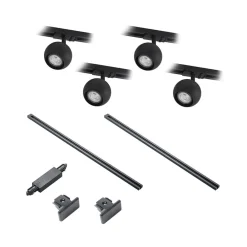 Lindby 1 lyskilde skinnesystem Linaro, GU10, 4 lyskilder, sort