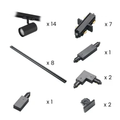 1 skinnesystem Linaro, GU10, 14-lys sort^Lindby Outlet