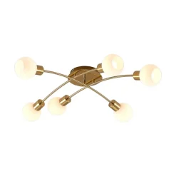 Agmar loftlampe, 6 lyskilder, messing^Lindby Hot