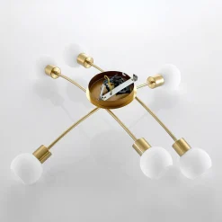 Agmar loftlampe, 6 lyskilder, messing^Lindby Hot