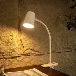 Lindby Arbejdsrum/Kontor|Bordlamper>Ailina LED-bordlampe, klemmefod, hvid