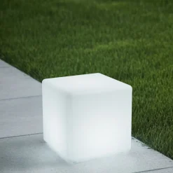 Akku-LED-udendørslampe Cubara, RGB, terning, plast^Lindby Outlet