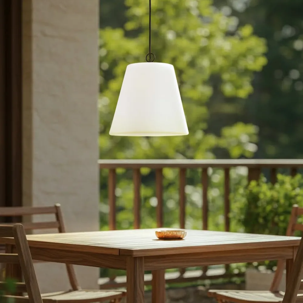 Lindby Udendørs Pendellamper>Alaida udendørs hængelampe, kegleform, hvid