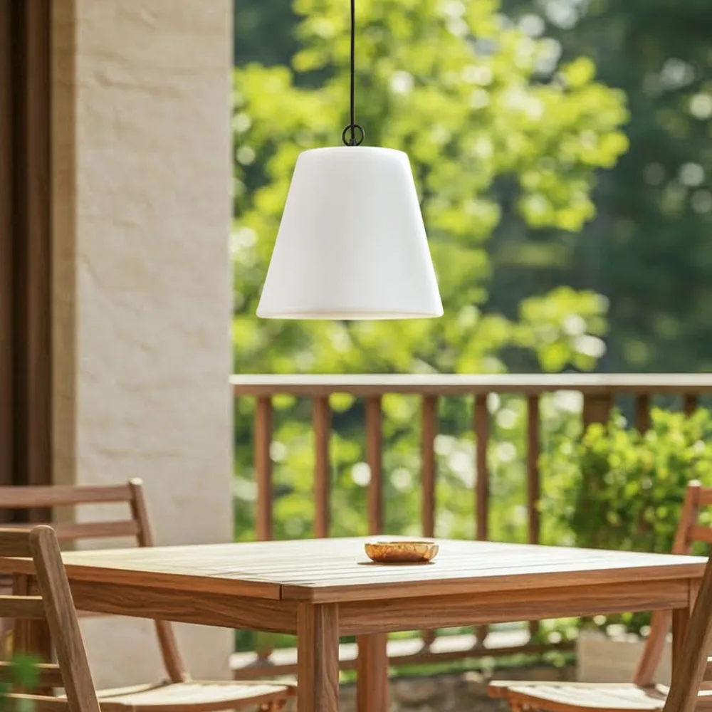 Lindby Udendørs Pendellamper>Alaida udendørs hængelampe, kegleform, hvid