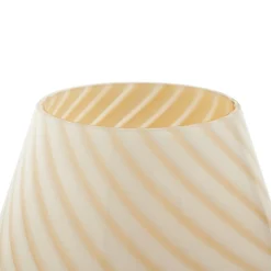 Andriana bordlampe, gul/hvid, glas, Ø 15 cm^Lindby