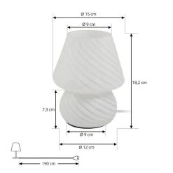 Andriana bordlampe, hvid, glas, Ø 15 cm^Lindby Online