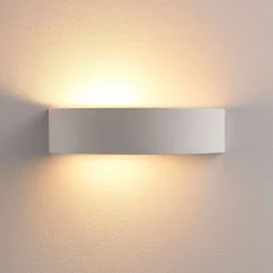 Lindby Aurel LED-væglampe, gips, hvid, halvrund