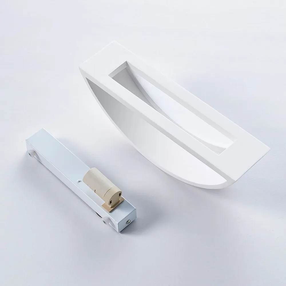 Lindby Aurel LED-væglampe, gips, hvid, halvrund