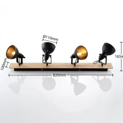 Aylis loftlampe, 4 lyskilder, 82 cm, sort, træ, E14^Lindby Clearance